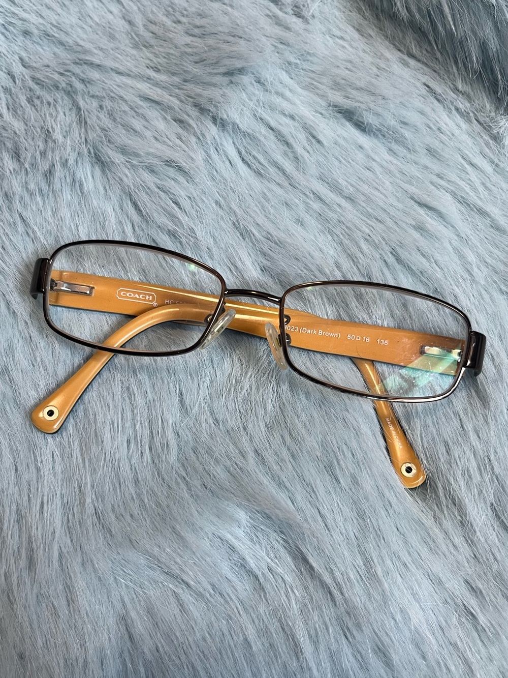 Coach Y2K Style Yellow/Brown Rectangular Eyeglasses